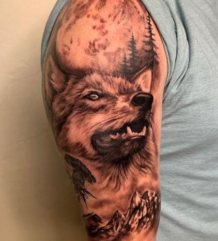 Tattoos - Anna Mia Full Moon Wolf - 145240